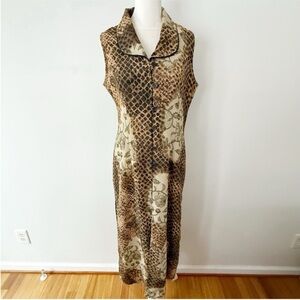 Vintage Women Y2K Mixed Media Snake Print Lace Floral Duster Kimono Top Boho